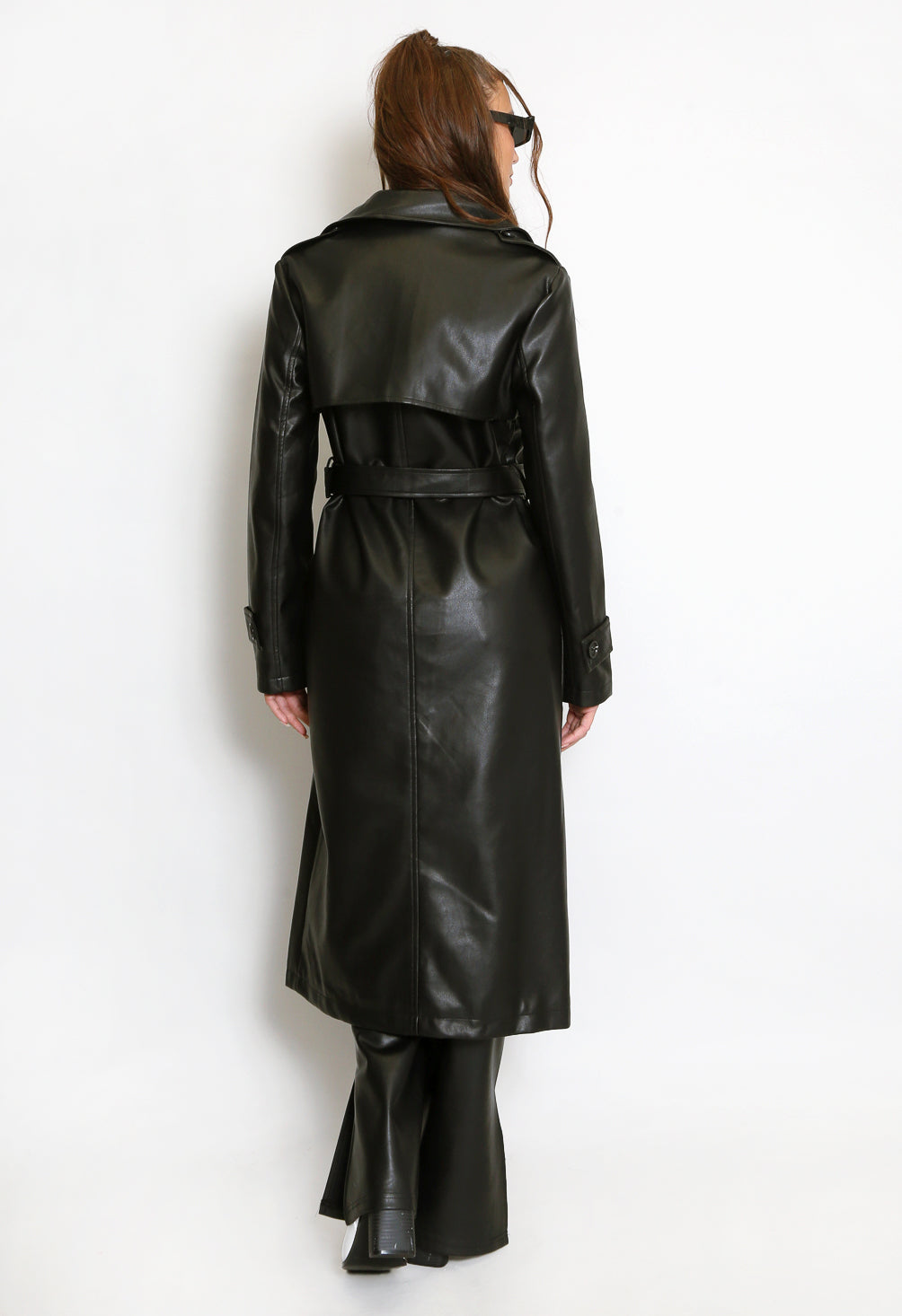 Pu Belted Trench Coat